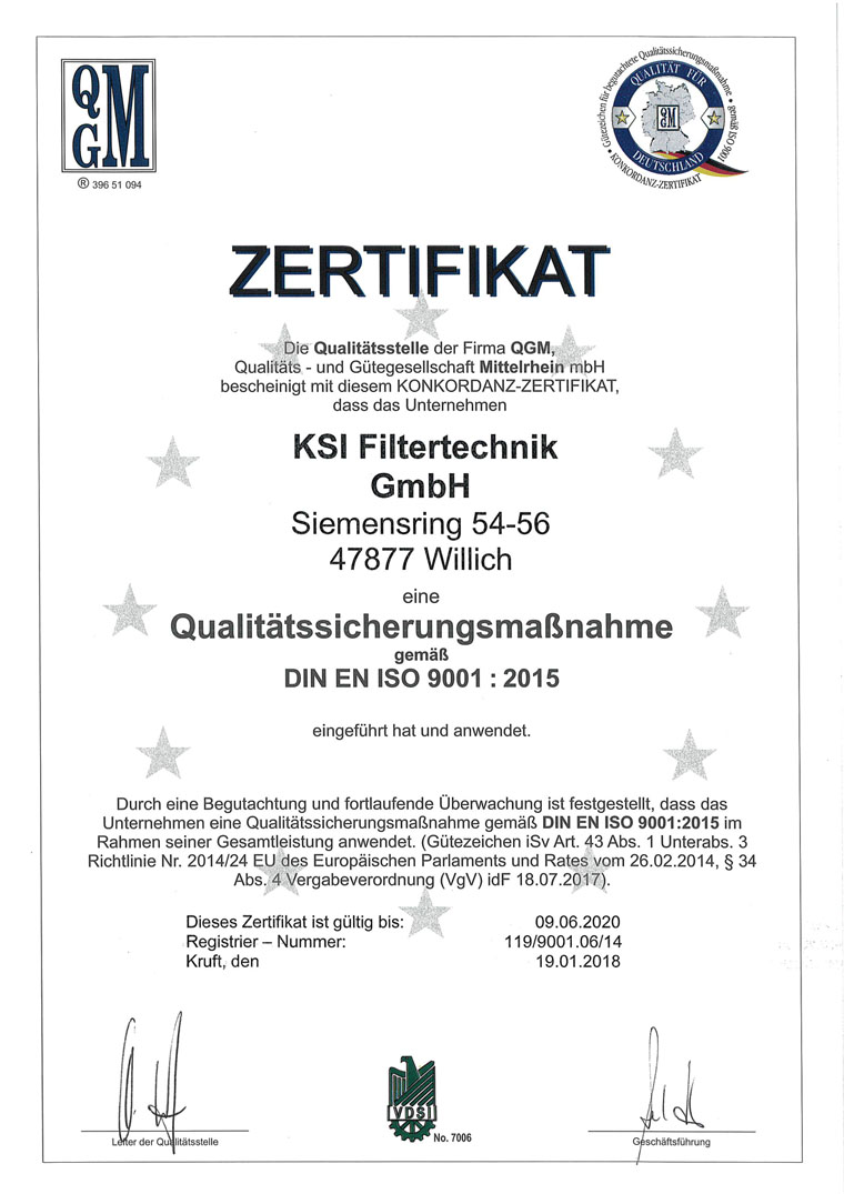 Zertifikat 9001 2015 DE 18 20